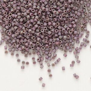 Seed bead, Delica®, glass, pkg/7.5g, #11 round, opaque matte metallic gold iris purple sage (DB-1062).