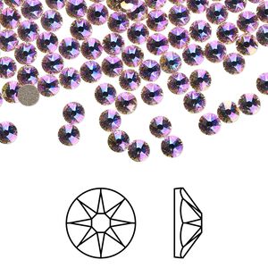 Flat back 1440pk silk shimmer foil back, Swarovski® 3-3.2mm rose round SS12 2088