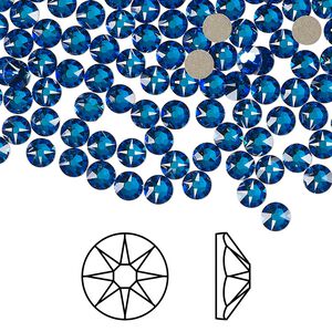 Flat back 1440pk crystal Bermuda blue foil back, Swarovski® 3.8-4mm rose round SS16 2088