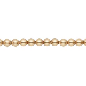 Pearl 100pk bright gold, Crystal Passions® 4mm round 5810