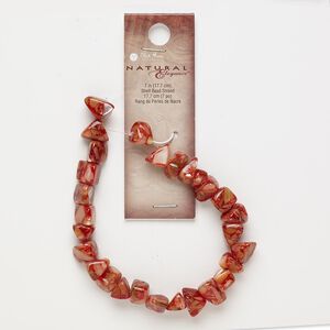 Bead, mother-of-pearl shell and resin (assembled), red, large chip. Sold per 7-inch strand.