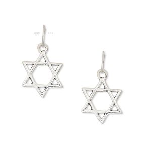 Drop, sterling silver, 13x12mm Star of David. Sold per pkg of 2.