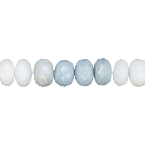 Bead, blue Peruvian opal (natural), shaded, 7x3mm-8x5mm graduated hand-cut faceted rondelle, B grade, Mohs hardness 5 to 6-1/2. Sold per 15-1/2" to 16" strand. image number 0