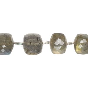 Labradorite 1pkg14, hand-cut faceted cube bead natural 8x7mm-10mm