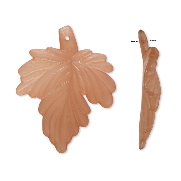 Focal, acrylic, frosted light brown, 45x37mm leaf. Sold per pkg of 25. image number 0