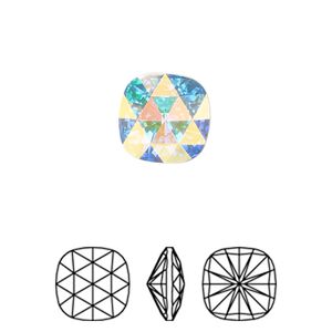 Fancy stone 1pk crystal AB foil back, Crystal Passions® 12mm rose cut cushion 4471
