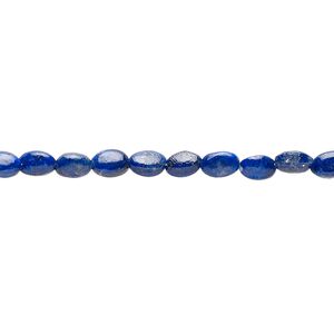 Lapis lazuli 1pkg1, hand-cut flat oval bead natural, 8 inch 5x3mm