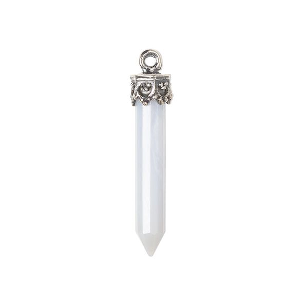 Light grey-blue agate / sterling silver 1pkg1, hand-cut point drop natural 20x3mm-26x4mm image number 0