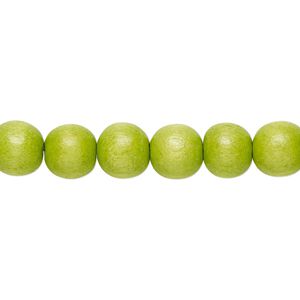 Bead, Taiwanese cheesewood (dyed / waxed), lime green, 7-8mm round. Sold per pkg of (2) 15-1/2" to 16" strands.