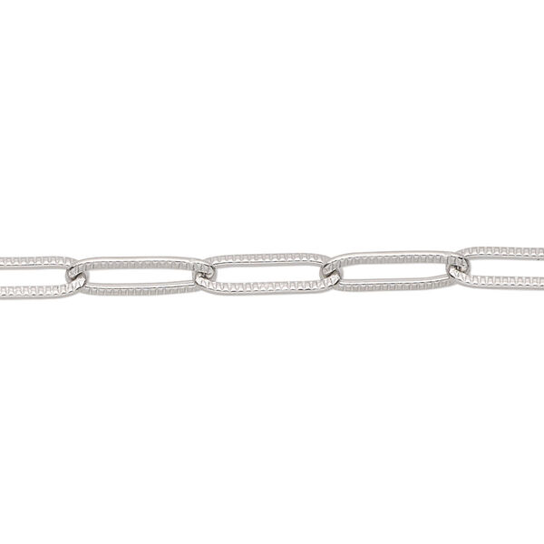 Chain, stainless steel, 4mm textured paperclip. Sold per pkg of 50 feet. image number 0