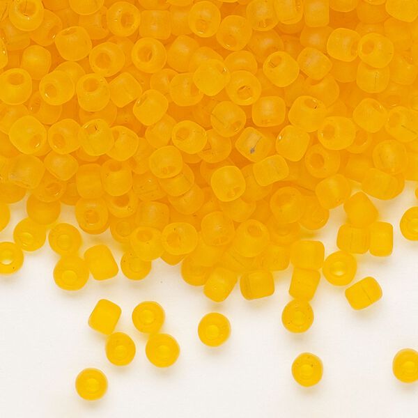 Seed bead, Dyna-Mites™, glass, transparent matte orange, #6 round. Sold per 1/2 kilogram pkg. image number 0