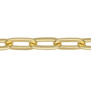 Chain, anodized aluminum, gold, 7.7mm paperclip. Sold per pkg of 25 feet.