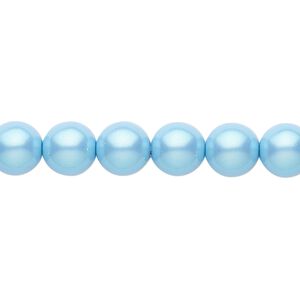 Bead, Czech pearl-coated glass druk, opaque iridescent aqua, 8mm round. Sold per 15-1/2" to 16" strand.