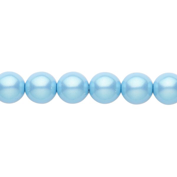 Bead, Czech pearl-coated glass druk, opaque iridescent aqua, 8mm round. Sold per 15-1/2" to 16" strand. image number 0