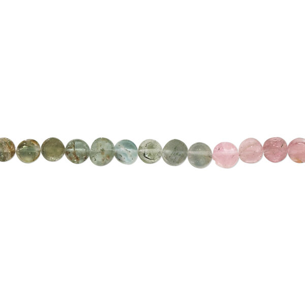 Multi-tourmaline 1pkg1, hand-cut flat round bead natural 14 inch 3-4mm image number 0