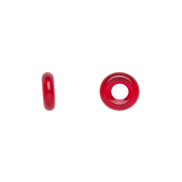 Bead, Czech pressed glass, ruby red, 9.5x3mm ring. Sold per pkg of 50. image number 0