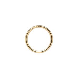 Split ring, gold-finished steel, 15mm round, 13.6mm inner diameter. Sold per pkg of 100.