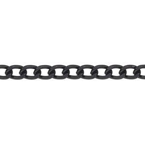 Chain 1pkg1 curb, 4mm, aluminum / anodized black 5 foot unfinished