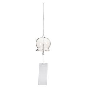Wind chime, glass/rayon/paper, clear, 2-3/4x2-2/3-inch fluted dome with acrylic beads. Sold individually.