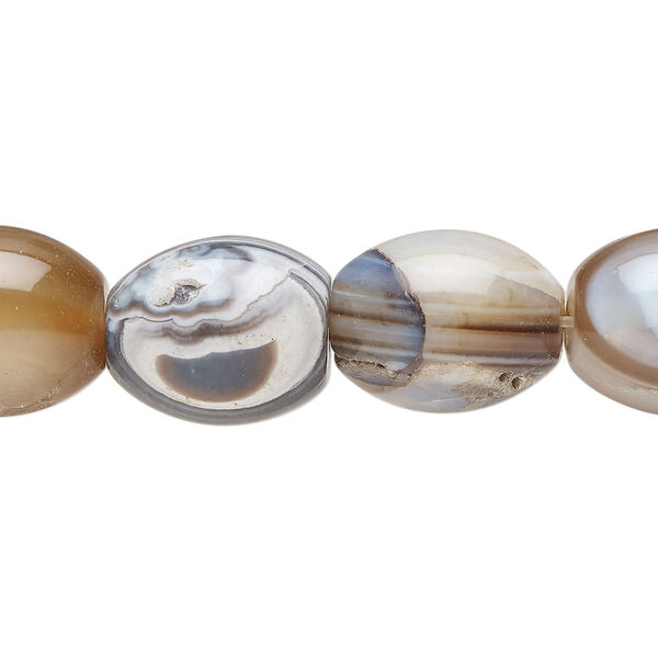 Striped black agate 1pkg1, oval bead B- grade, 15 inch 14x12mm-17x12mm image number 0