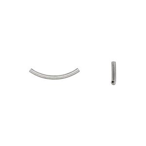 Bead, antique silver-plated brass, 15.5x1mm curved tube. Sold per pkg of 50.