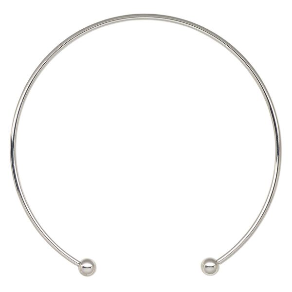 Neckwire, silver-finished steel, 2.8mm round with with (2) 8mm ball ends, 12 inches. Sold individually. image number 0