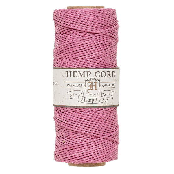 Cord, Hemptique®, polished hemp, bright pink, 1mm diameter, 20-pound test. Sold per 205-foot spool. image number 0