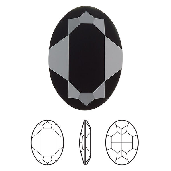 Fancy stone 1pk jet, Crystal Passions® 30x22mm oval 4127 image number 0