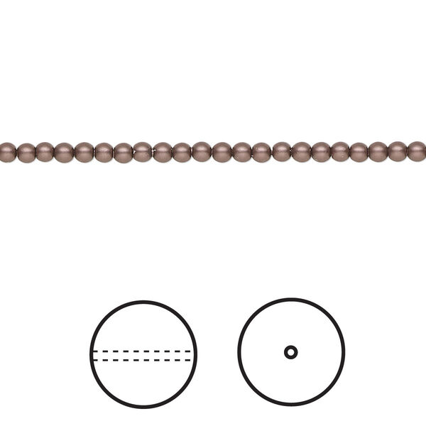 Pearl 100pk velvet brown, Crystal Passions® 2mm round 5810 image number 0