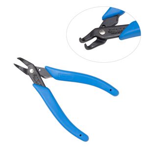 Pliers, Xuron®, #486, bent chain-nose, steel and rubber, dark blue, 5-1/4 inches. Sold individually.