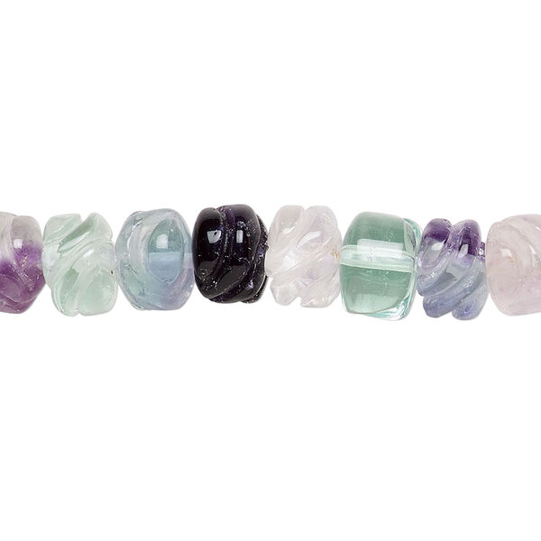 Rainbow fluorite 1pkg1, hand-cut carved rondelle bead natural 15.5-16 inch 8x6mm image number 0