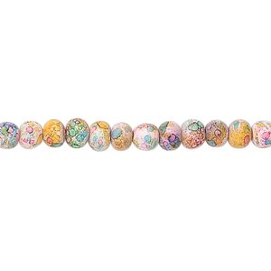 Bead, coated glass, multicolored, 4mm round. Sold per 15-1/2" to 16" strand.