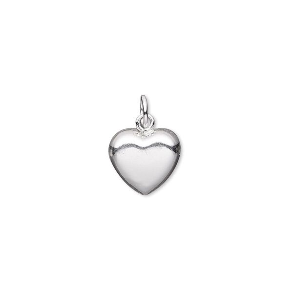 Charm, sterling silver-filled, 11x10mm puffed heart. Sold individually. image number 0