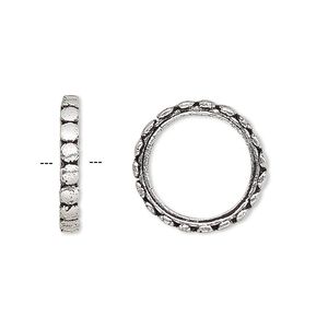 Bead, antique silver-plated brass, 18x2.5mm rondelle with dots and 13.5mm hole. Sold per pkg of 2.