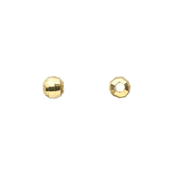 Bead, gold-finished brass, 5mm faceted round. Sold per pkg of 24. image number 0