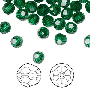 Bead 144pk majestic green, Crystal Passions® 6mm round 5000