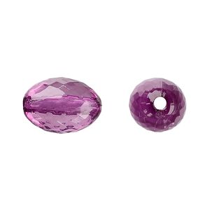 Bead, acrylic, purple, 16x11mm faceted oval. Sold per 100-gram pkg, approximately 80 beads.