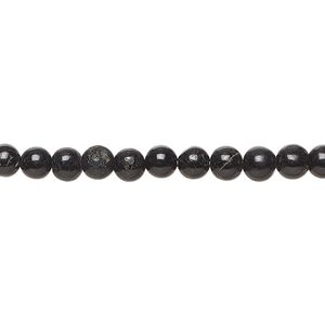 Black tourmaline 1pkg1, hand-cut round bead natural 14 inch 4-5mm