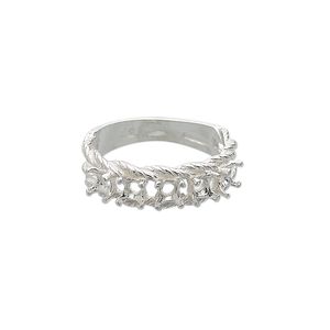Ring, Sure-Set™, sterling silver, braided band with (5) 3.5mm 4-prong round settings, size 6. Sold individually.