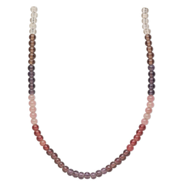 Bead mix, glass, transparent to opaque shaded purple and pink, 6mm round. Sold per pkg of (4) 14-inch strands, approximately 230 beads. image number 0