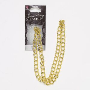 Chain, gold-finished steel, 6.6mm double curb, 16 inches. Sold individually.