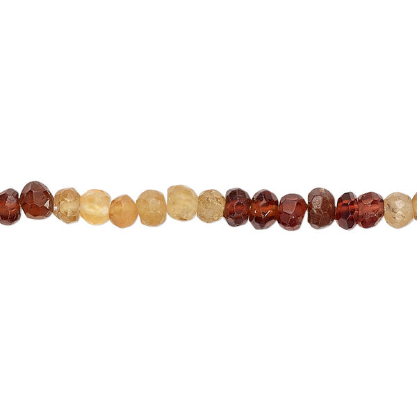 Bead, hessonite garnet (natural), shaded, 4x2mm-4x4mm hand-cut faceted rondelle, C grade, Mohs hardness 7 to 7-1/2. Sold per 13-inch strand. image number 0