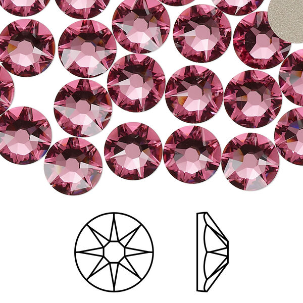 Flat back 12pk rose foil back, Crystal Passions® 8.412-8.672mm rose round SS40 2088 image number 0