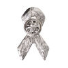 Spot pin 1pkg1, imitation rhodium-plated "pewter" (zinc alloy) / glass rhinestone, pink, 35x21mm awareness ribbon image number 1