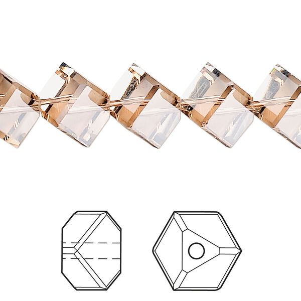 Bead 12pk light Colorado topaz, Crystal Passions® 10.5x8mm dice 5600 image number 0