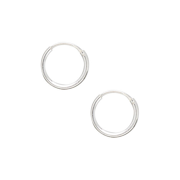 Earring, sterling silver, 12mm round hoop with endless-loop closure. Sold per pkg of 4 pairs. image number 0