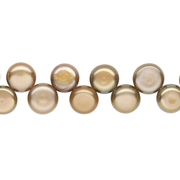 Pearl, cultured freshwater (dyed), terra cotta, 7-8mm top-drilled flat-sided round with 0.4-0.5mm hole, B grade, Mohs hardness 2-1/2 to 4. Sold per 14-inch strand. image number 0
