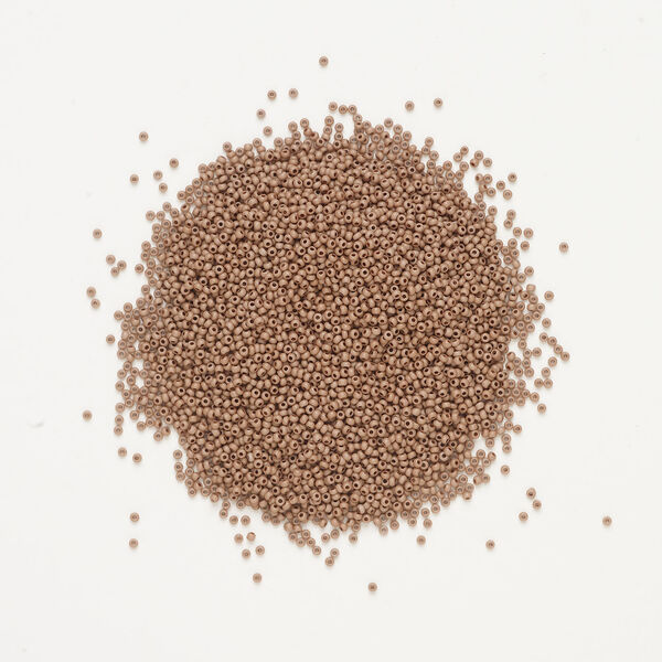 Seed bead, Preciosa Ornela Czech glass, 1pkg50g, 2.0-2.2mm rocaille, opaque matte terra dyed silt brown chalkwhite (06417) image number 1