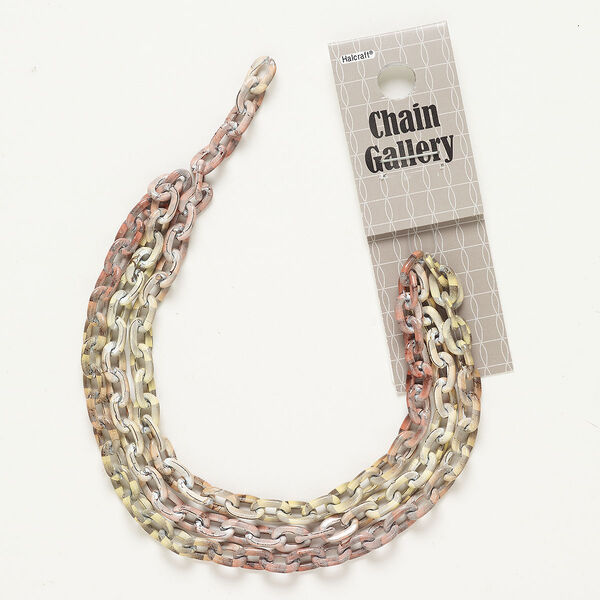 Chain anodized aluminum 1pk 5.8mm oval rolo, yellow pink grey 22 inch image number 0