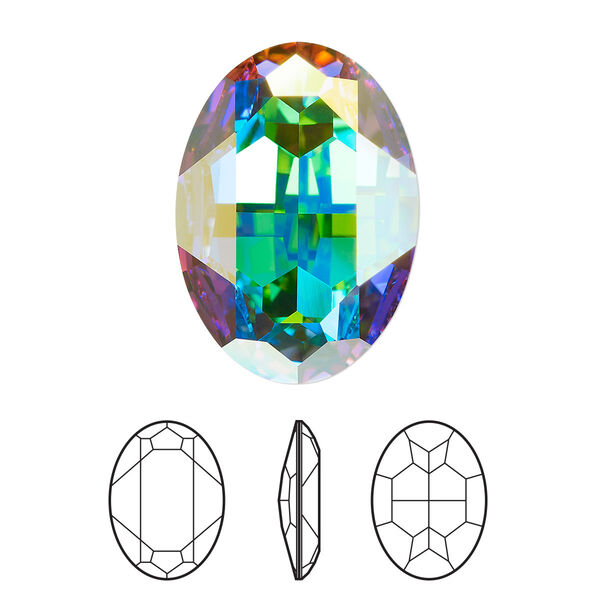 Fancy stone 1pk crystal AB foil back, Crystal Passions® 30x22mm oval 4127 image number 0